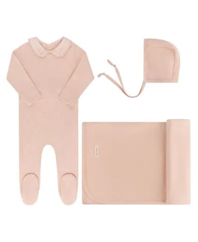 Ely's & Co. Unisex Ribbed Embroidered Collar Collection Take Me Home Set - Baby In Pink