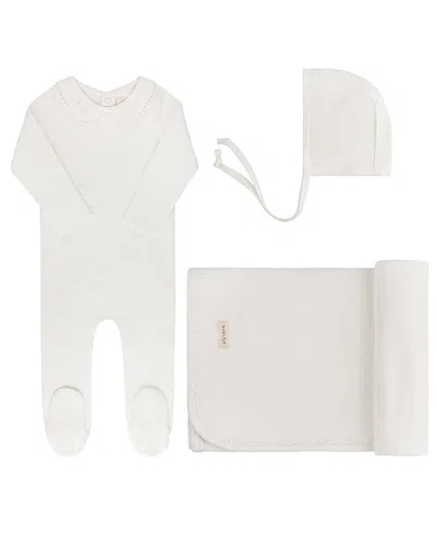 Ely's & Co. Unisex Ribbed Embroidered Collar Collection Take Me Home Set - Baby In White