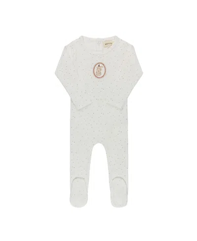 Ely's & Co. Unisex Speckled Bunny Collection Footie - Baby In White