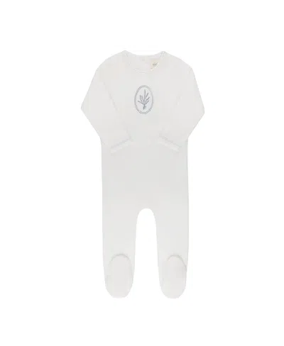Ely's & Co. Unisex Velour Center Floral Collection Footie - Baby In White