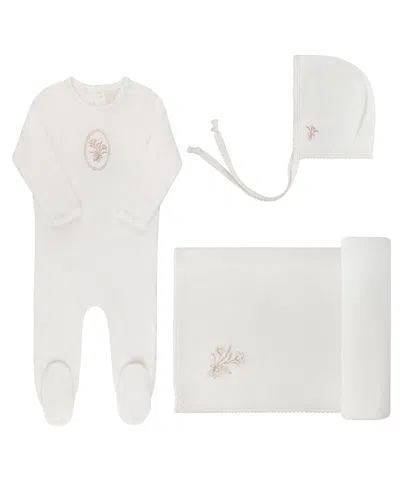 Ely's & Co. Unisex Velour Center Floral Collection Take Me Home Set - Baby In Neutral