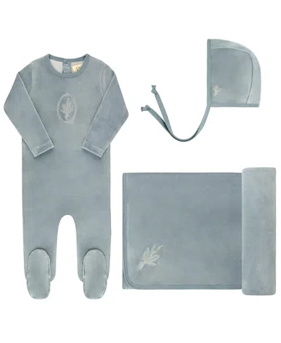 Ely's & Co. Unisex Velour Center Floral Collection Take Me Home Set - Baby In Gray