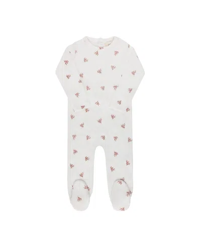 Ely's & Co. Unisex Velour Leaf Pattern Collection Footie - Baby In White