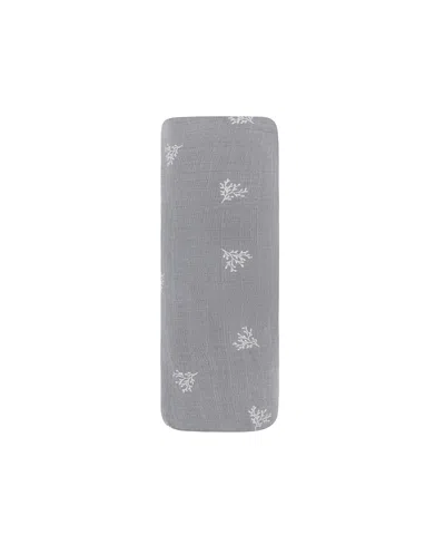 Ely's & Co. Unisex Velour Leaf Pattern Collection Muslin Swaddle -baby In Blue