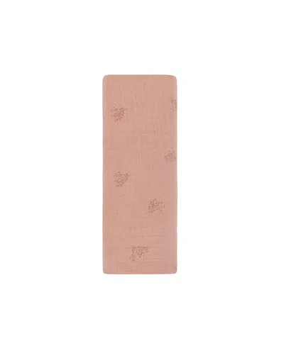 Ely's & Co. Unisex Velour Leaf Pattern Collection Muslin Swaddle -baby In Pink