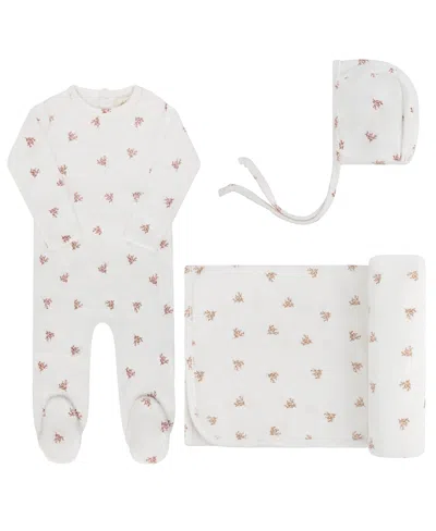 Ely's & Co. Unisex Velour Leaf Pattern Collection Take Me Home Set - Baby In White