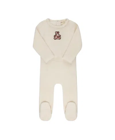Ely's & Co. Unisex Velour Plaid Bear Collection Footie - Baby In Neutral