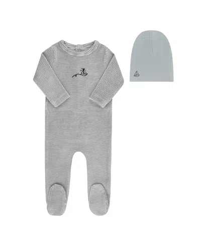 Ely's & Co. Unisex Velour Stripe Collection Footie + Beanie - Baby In Multi