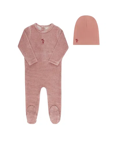 Ely's & Co. Unisex Velour Stripe Collection Footie + Beanie - Baby In Multi
