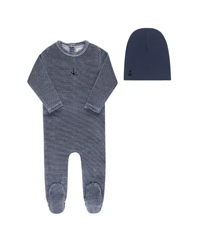 Ely's & Co. Unisex Velour Stripe Collection Footie + Beanie - Baby In Multi
