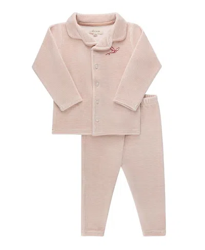 Ely's & Co. Unisex Velour Stripe Collection Pajama Set - Baby, Little Kid, Big Kid In Neutral