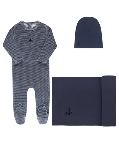 Ely's & Co. Unisex Velour Stripe Collection Take Me Home Set - Baby In Blue