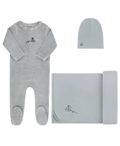 Ely's & Co. Unisex Velour Stripe Collection Take Me Home Set - Baby In Gray