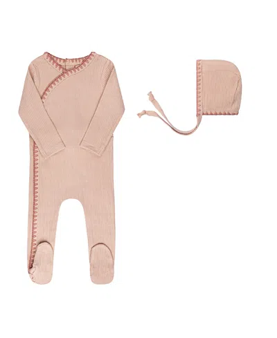 Ely's & Co. Unisex Whip Stitch Collection Footie + Bonnet - Baby In Neutral