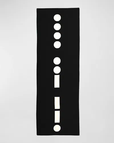 Elyse Maguire Morse Code Hug Knit Merino Wool-blend Wrap In Black/cream