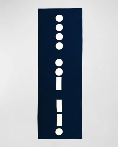 Elyse Maguire Morse Code Hug Knit Merino Wool-blend Wrap In Navy/ivory