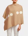 Elyse Maguire Reversible Morse Code Hug Poncho In Camel / Ivory