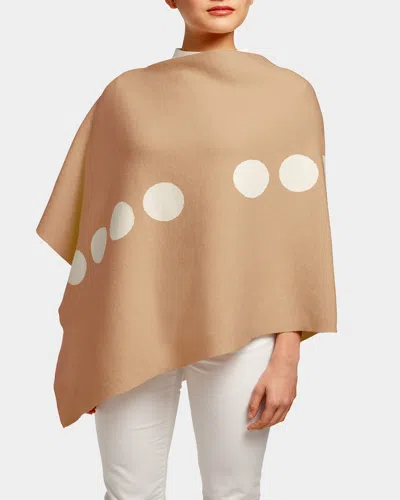 Elyse Maguire Reversible Morse Code Hug Poncho In Camel / Ivory