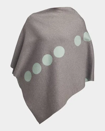 Elyse Maguire The Marconi Morse Code Hug Knit Poncho In Gray/seafoam