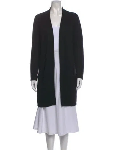 Pre-owned Elyse Walker Cashmere Open Front Sweater In Black