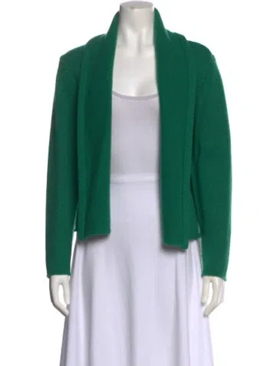 Pre-owned Elyse Walker Cashmere Open Front Sweater In Green
