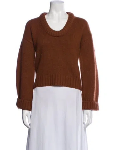 Pre-owned Elyse Walker Cashmere Scoop Neck Sweater In Brown