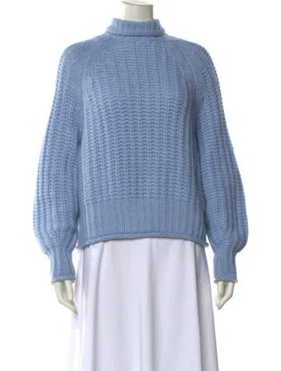 Pre-owned Elyse Walker Cashmere Turtleneck Sweater W/ Tags In Blue