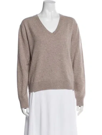 Pre-owned Elyse Walker Cashmere V-neck Sweater In Brown