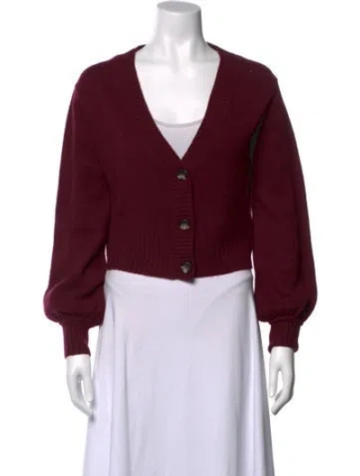 Pre-owned Elyse Walker Cashmere V-neck Sweater In Burgundy