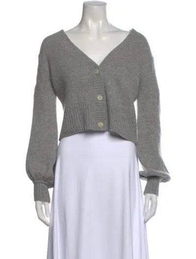 Pre-owned Elyse Walker Cashmere V-neck Sweater In Gray