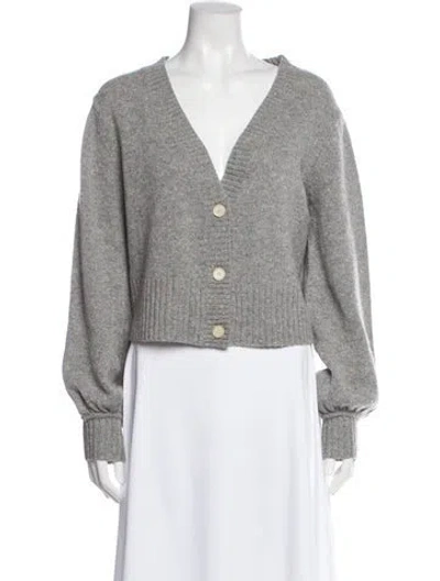 Pre-owned Elyse Walker Cashmere V-neck Sweater In Gray
