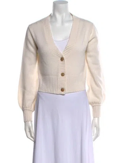 Pre-owned Elyse Walker Cashmere V-neck Sweater In Neutral