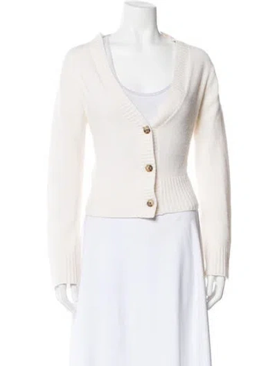 Pre-owned Elyse Walker Cashmere V-neck Sweater In Neutral