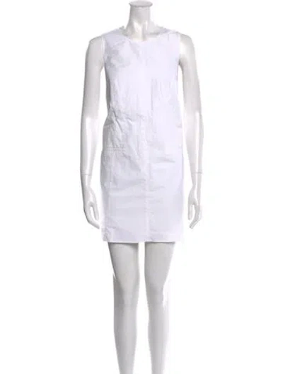 Pre-owned Elyse Walker Crew Neck Mini Dress In White