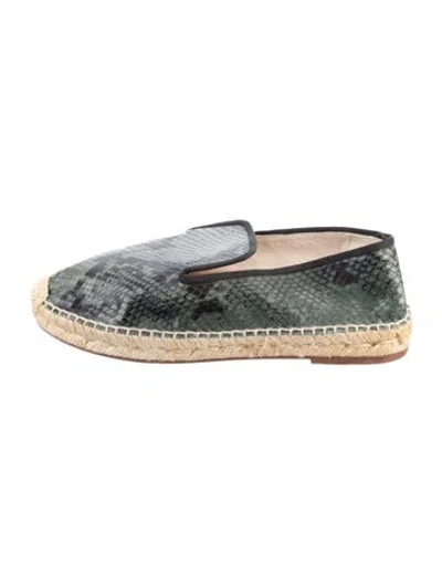 Pre-owned Elyse Walker Python Animal Print Espadrilles In Green