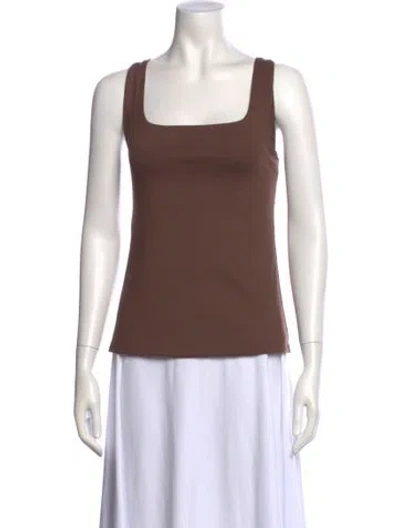 Pre-owned Elyse Walker Square Neckline Sleeveless Top In Brown
