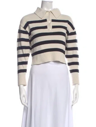 Pre-owned Elyse Walker Striped Mock Neck Sweater In Neutral