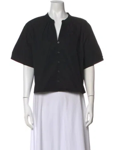 Pre-owned Elyse Walker V-neck Short Sleeve Crop Top In Black