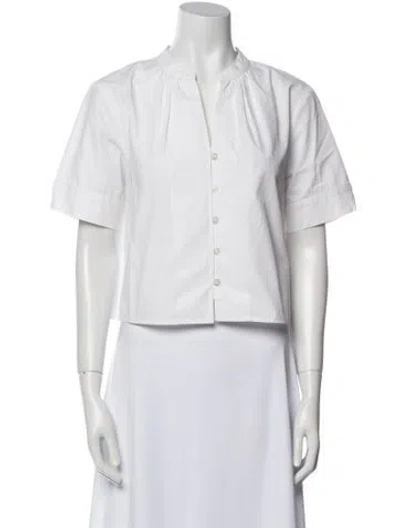 Pre-owned Elyse Walker V-neck Short Sleeve Crop Top In White