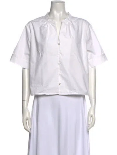 Pre-owned Elyse Walker V-neck Short Sleeve Crop Top In White