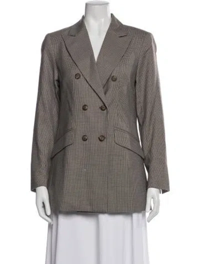 Pre-owned Elyse Walker Wool Plaid Print Blazer In Gray