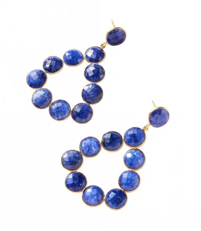 Elyssa Bass Designs Gemstone Bezel Drop Earrings In Sapphire Blue