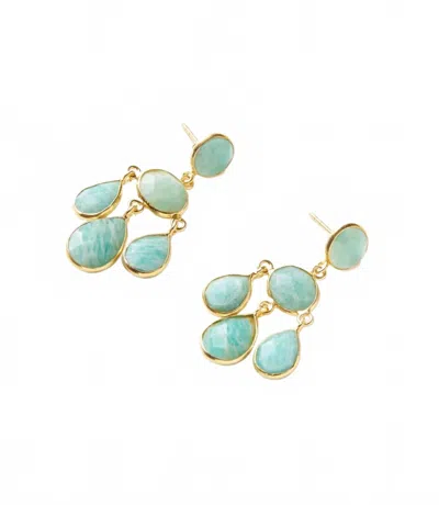 Elyssa Bass Designs Gemstone Chandelier Earrings In Amazonite In Multi