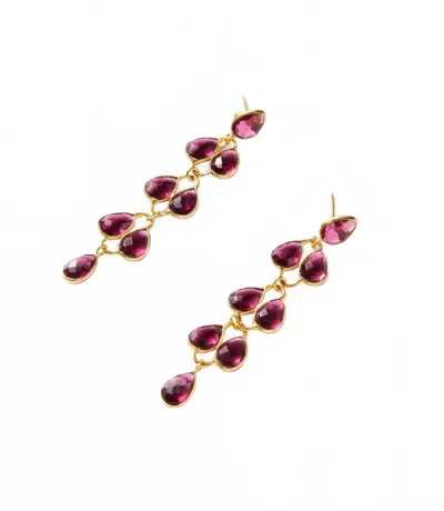 Elyssa Bass Designs Women's Feather Drop Gemstone Earrings In Pink In Gold