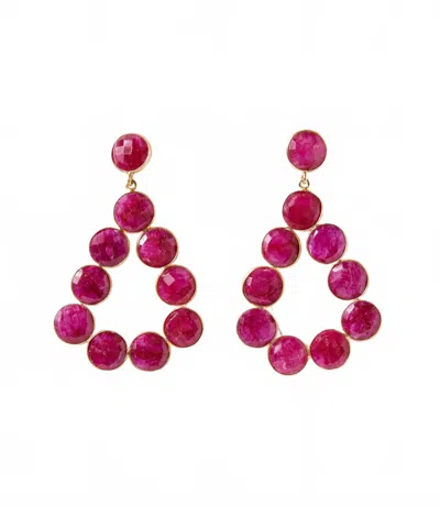 Elyssa Bass Designs Women's Gemstone Bezel Drop Earrings In Ruby In Orange
