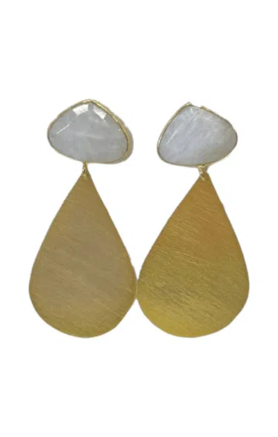 Elyssa Bass Designs Women's Moonstone Large Teardrop Earrings In Gold
