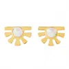 Elyssa Bass Designs Women's Moonstone Modern Sunburst Studs Earrings In Gold In Gold