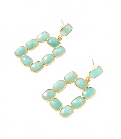 Elyssa Bass Designs Women's Rectangular Gemstone Bezel Earrings In Amazonite In Green