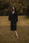 Em & Shi Women's Black Lily Of The Valley Wrap Dress In Black