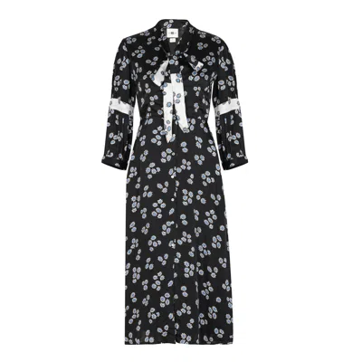 Em & Shi Women's Black Monochrome Ditsy Button Down Dress